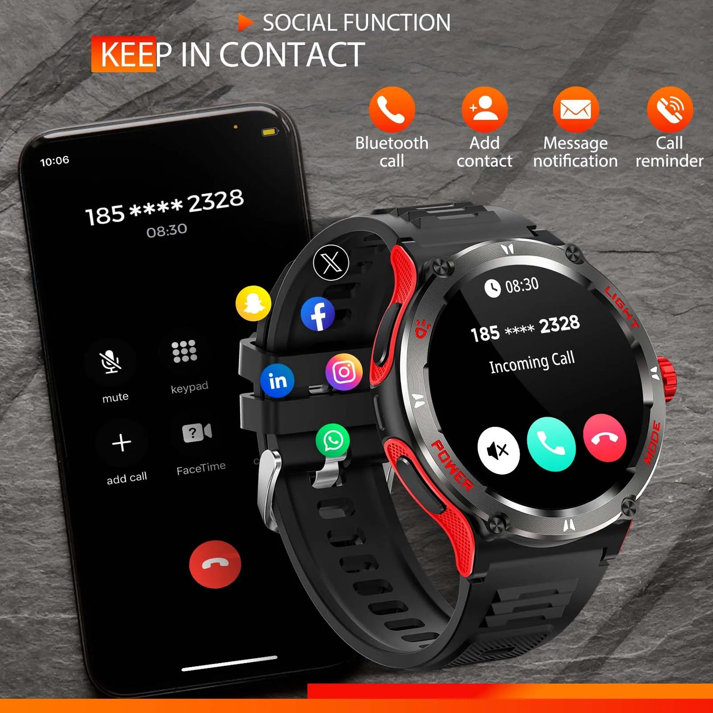 LaNikar Smart Watch 3ATM Waterproof Bluetooth Heart Rate Sleep Analysis
