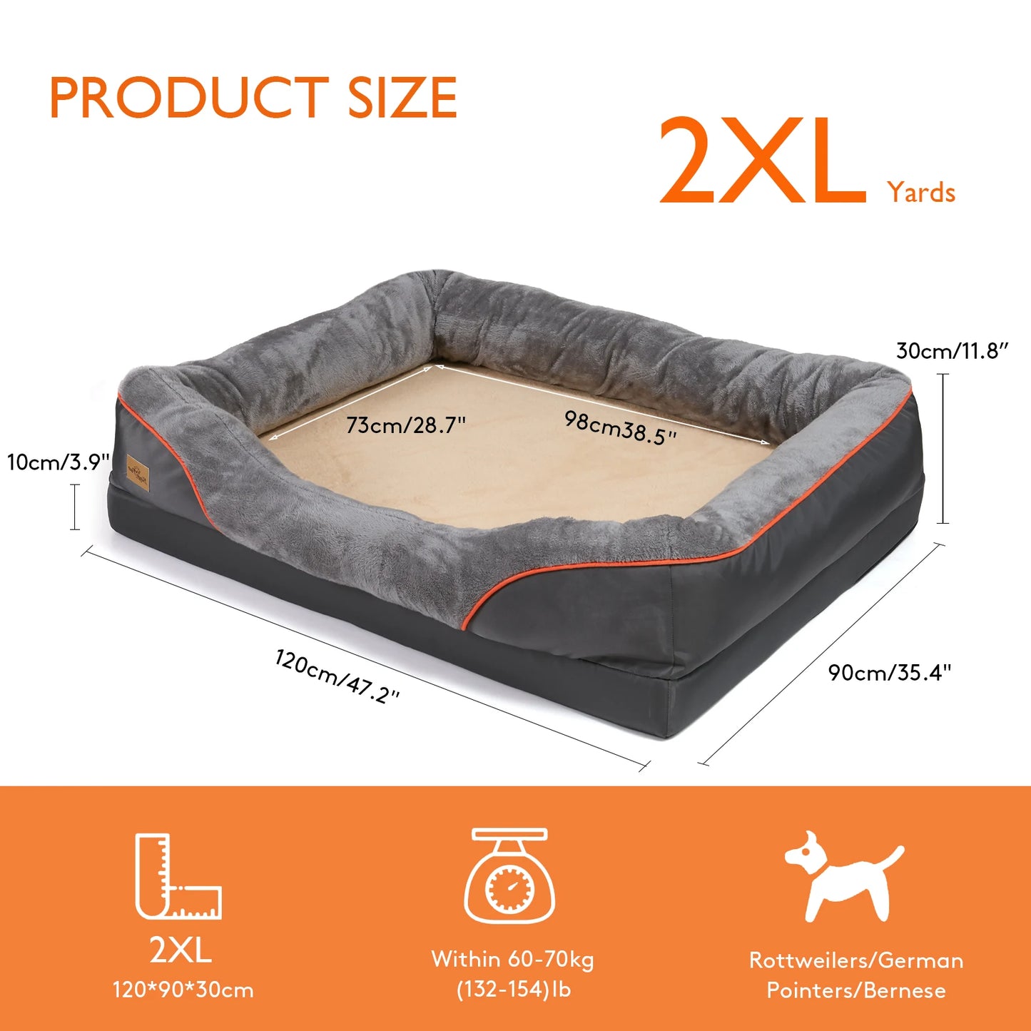 Bingopaw Jumbo Orthopedic Memory Foam Dog Bed With Waterproof Mattress