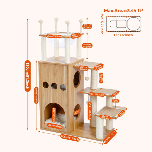 PAWZ Ro Multi Level Cat Tree Condo Hammock Scratching Posts
