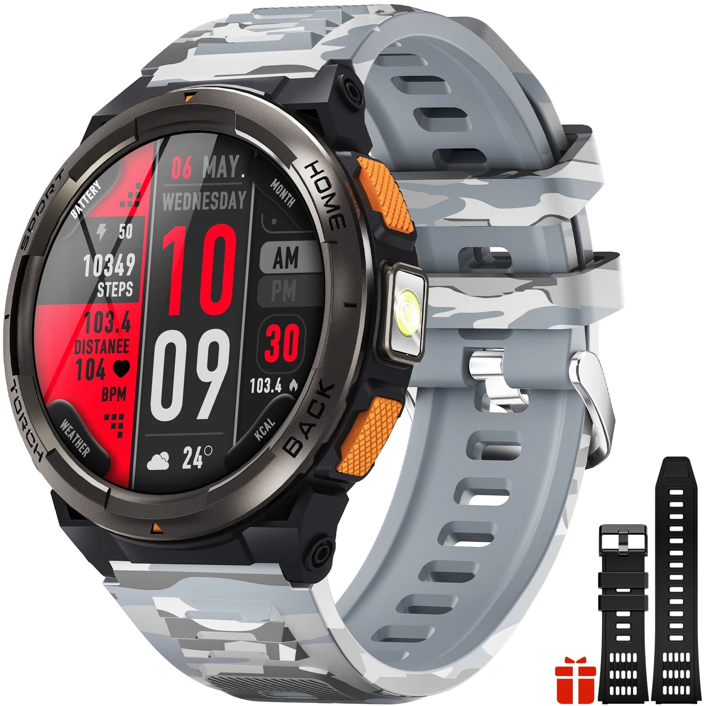 EIGIIS KE5 Smartwatch With Compass 3ATM Barometer LED Flashlight Waterproof