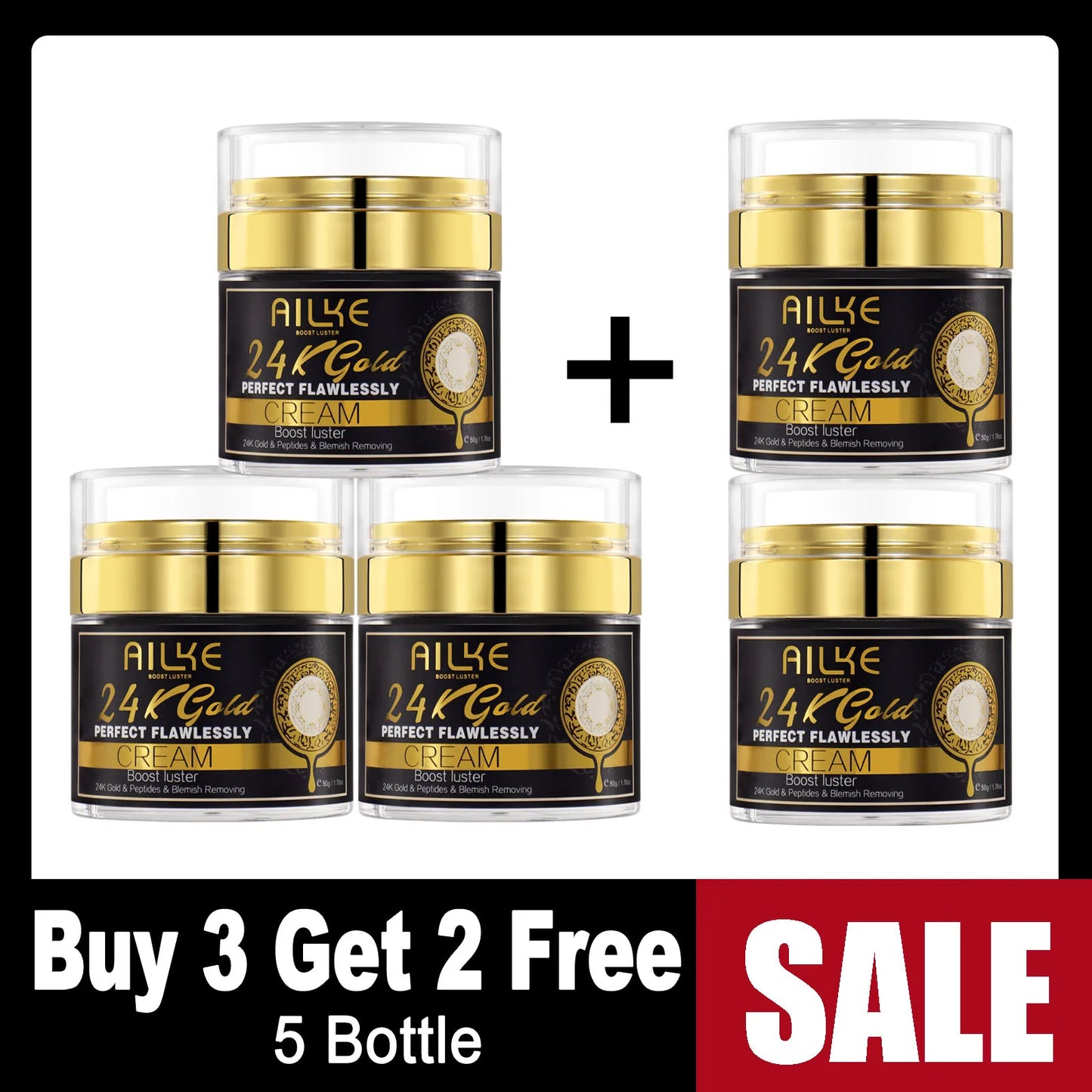 AILKE 24K Gold Skin Care Set Whitening Dark Spots Reduction