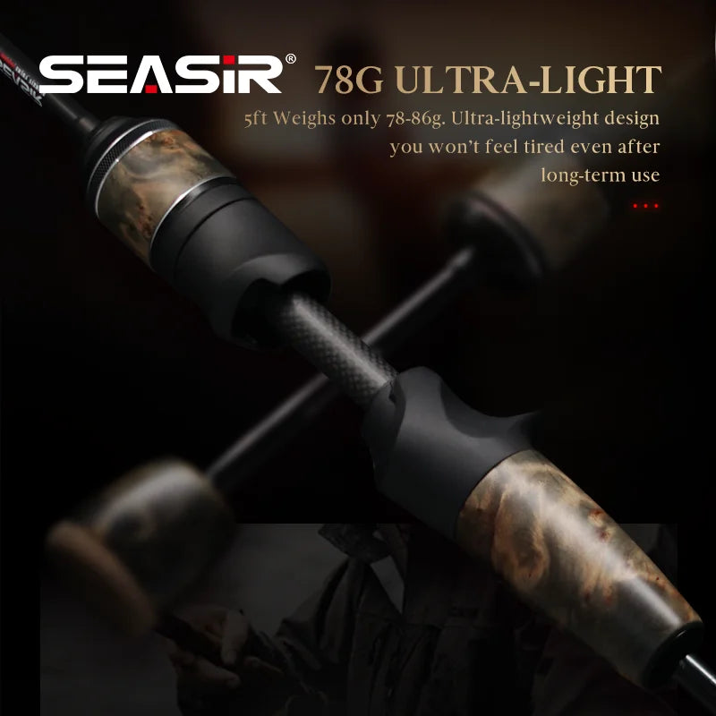 SeaSir Ultralight Spinning Baitcasting Fishing Rod With Carbon Handle Fuji Guides