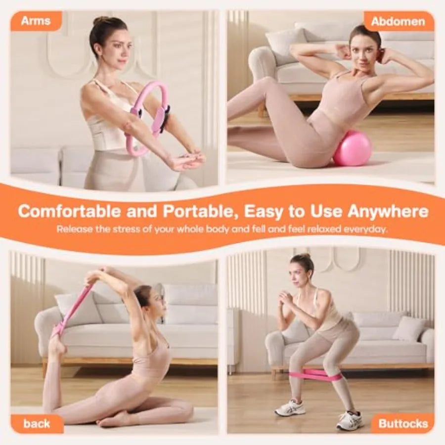 7-in-1 Pilates Workout Kit with Yoga Rings and Resistance Bands