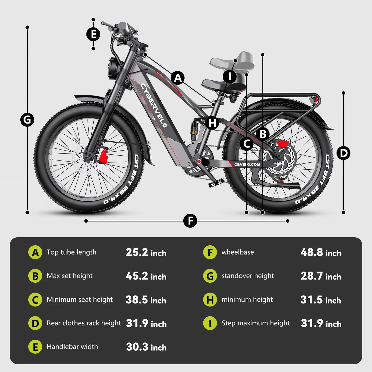 CYBERVELO EK9 Strong Power Fat Tire Electric Bike 60V 50Ah