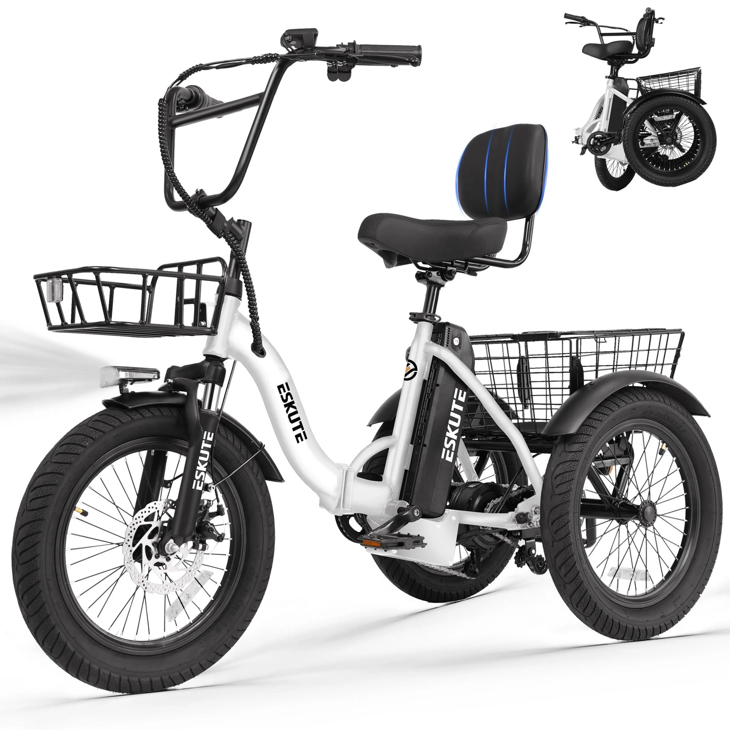 ESKUTE T300 Foldable Electric Trike With 624Wh Battery 1200W Motor