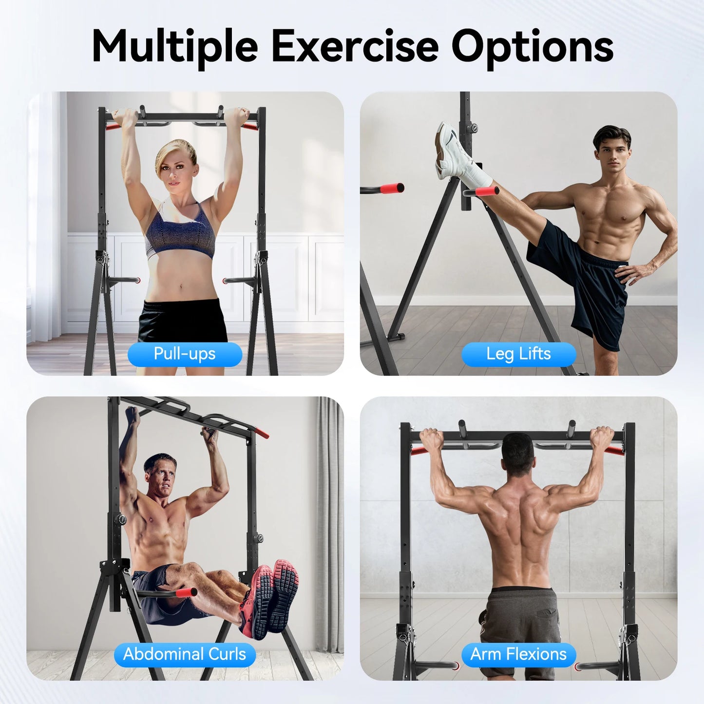 Adjustable Pull Up Bar Foldable Home Gym with Parallel Bars