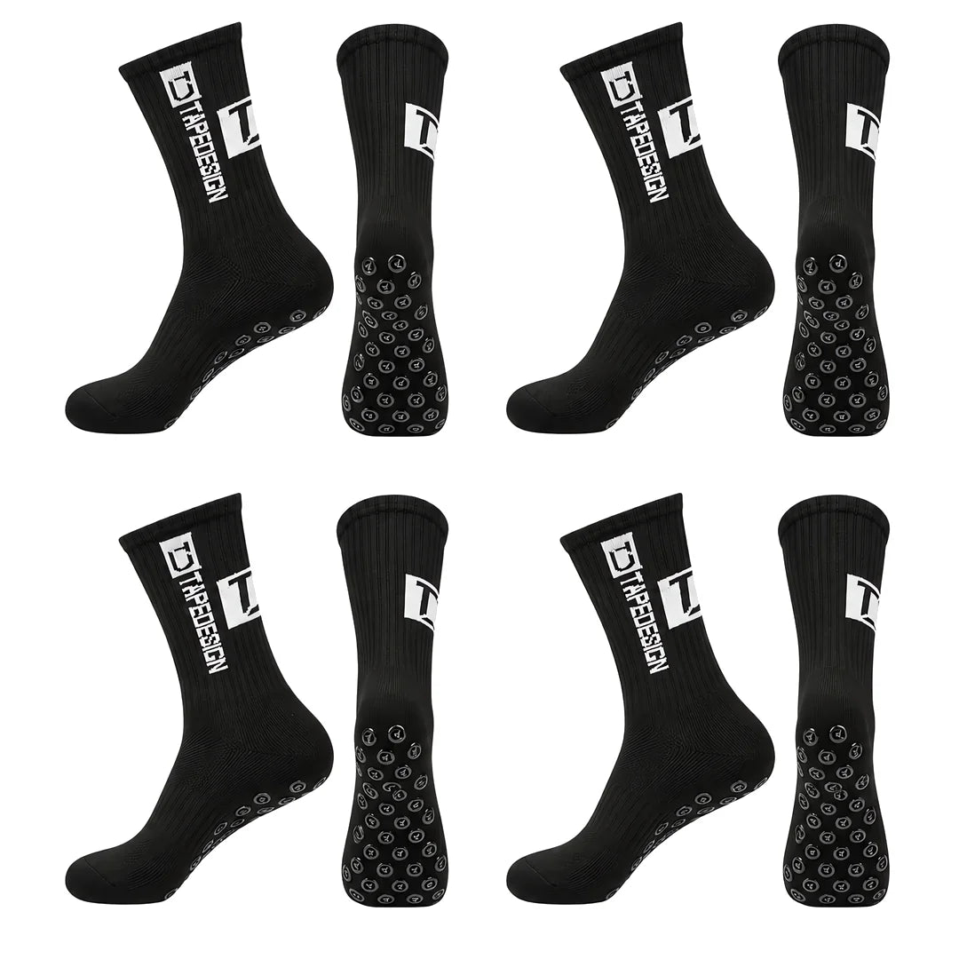 4 Pairs of New TC Mid Tube Glued Football Socks for Sports Training and Competition, Non Slip and Breathable Socks