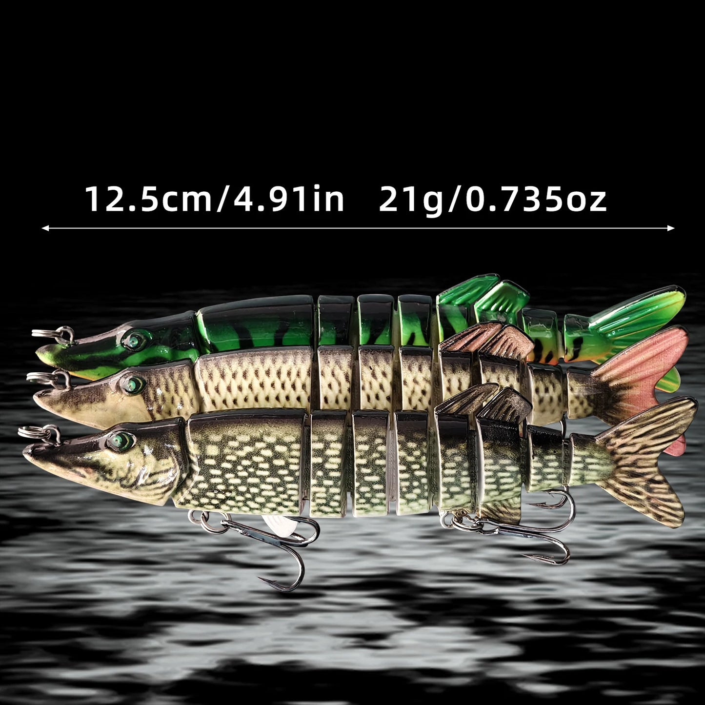 ANFS 3-Piece Multi Jointed Swimbait Lure Kit For Freshwater