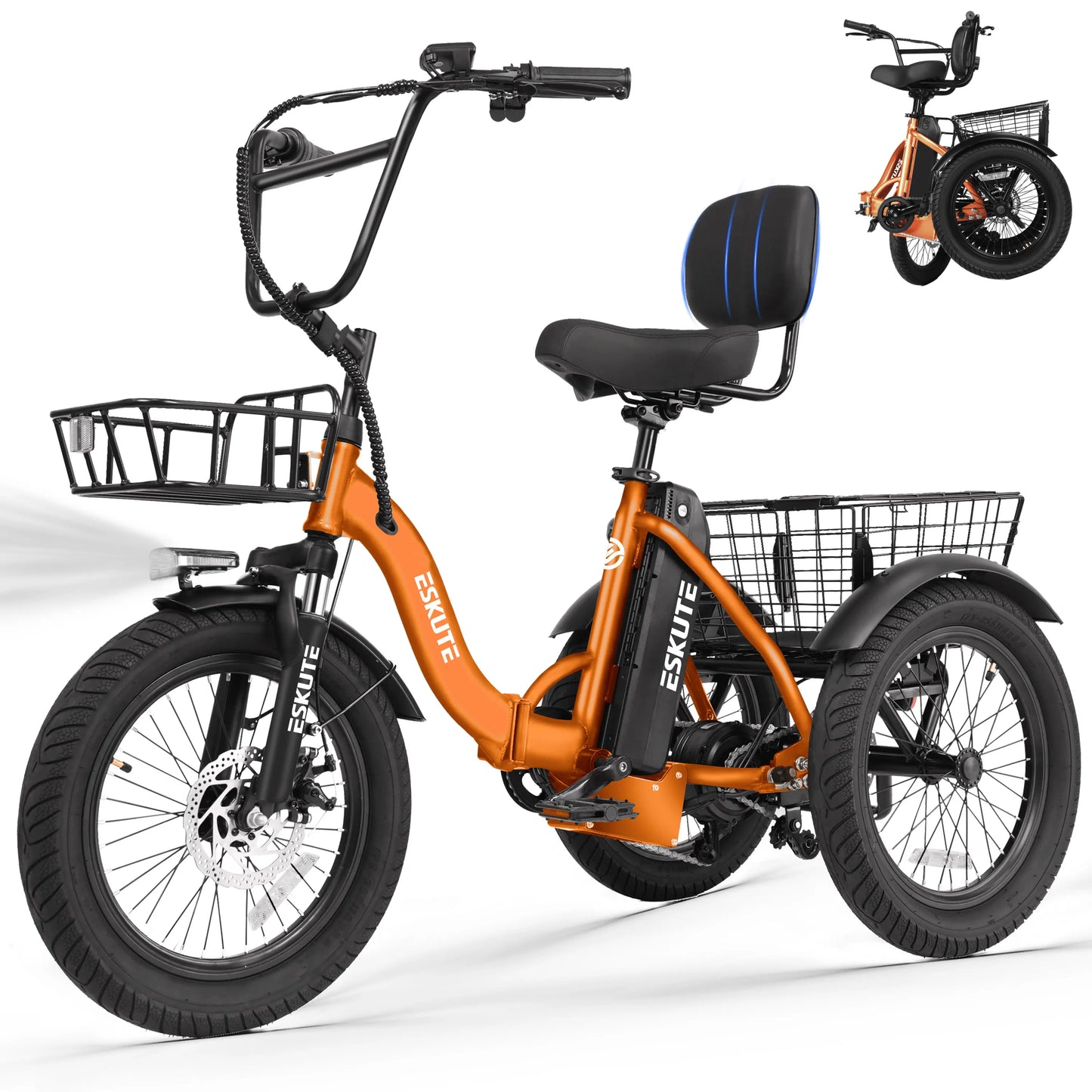 ESKUTE T300 Foldable Electric Trike With 624Wh Battery 1200W Motor