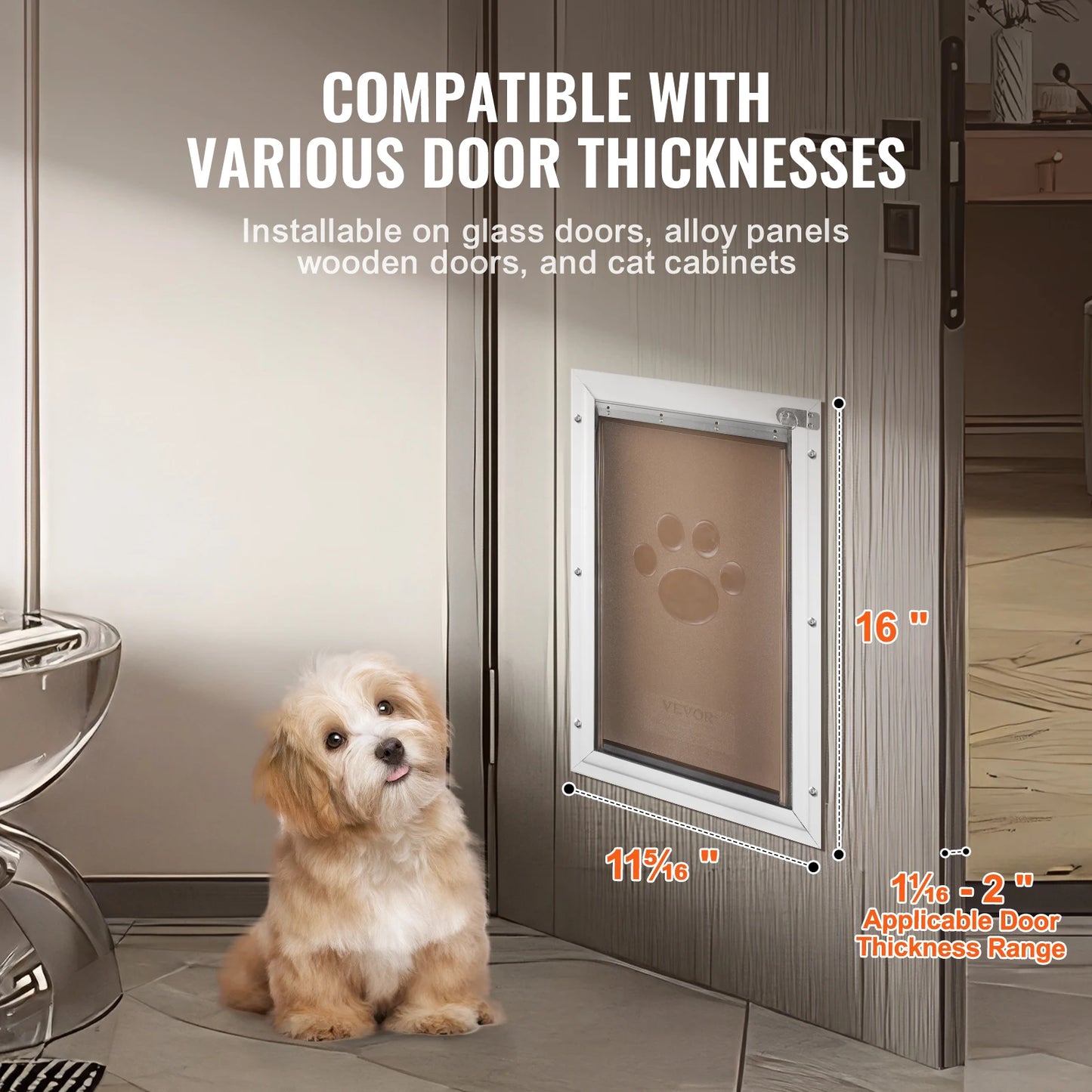 Pet Door With Aluminum Frame Locking Flap System Weatherproof