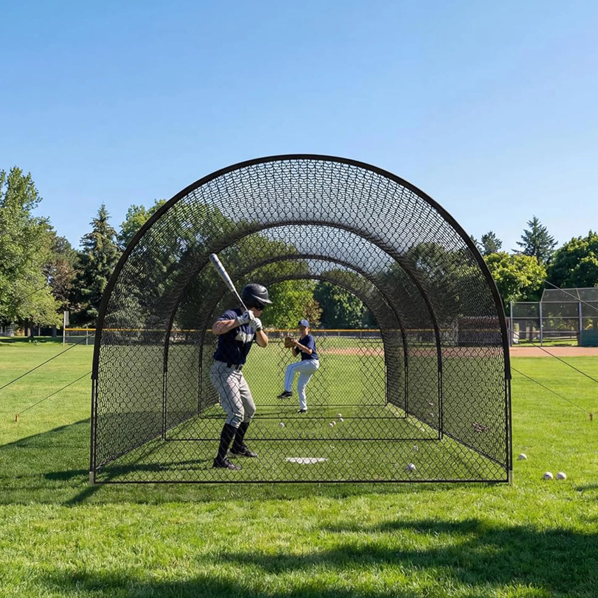 HiMISS Baseball Batting Cage With Frame And Net For Training