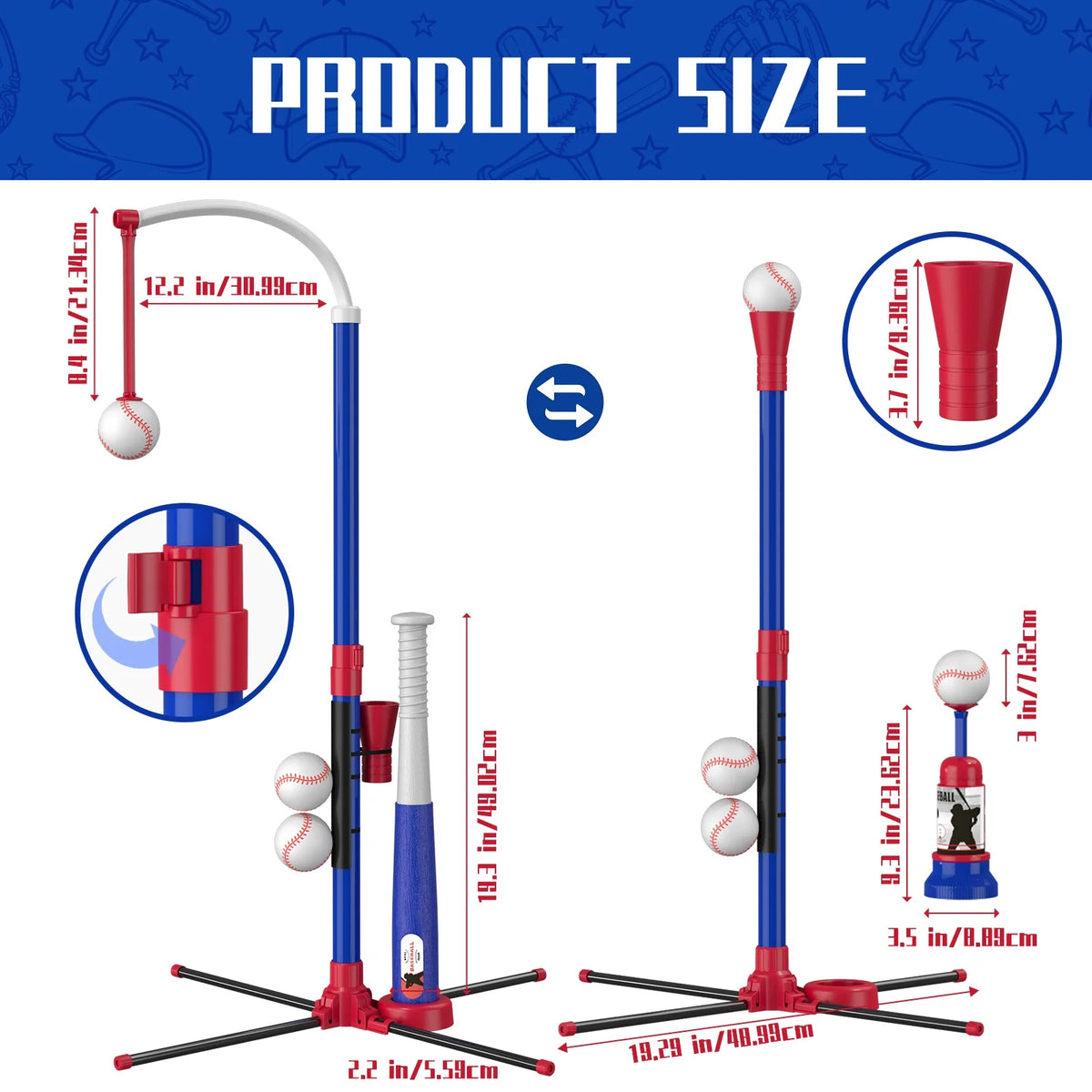 QDRAGON Kids Baseball Set With Pitching Machine And Tee Stand