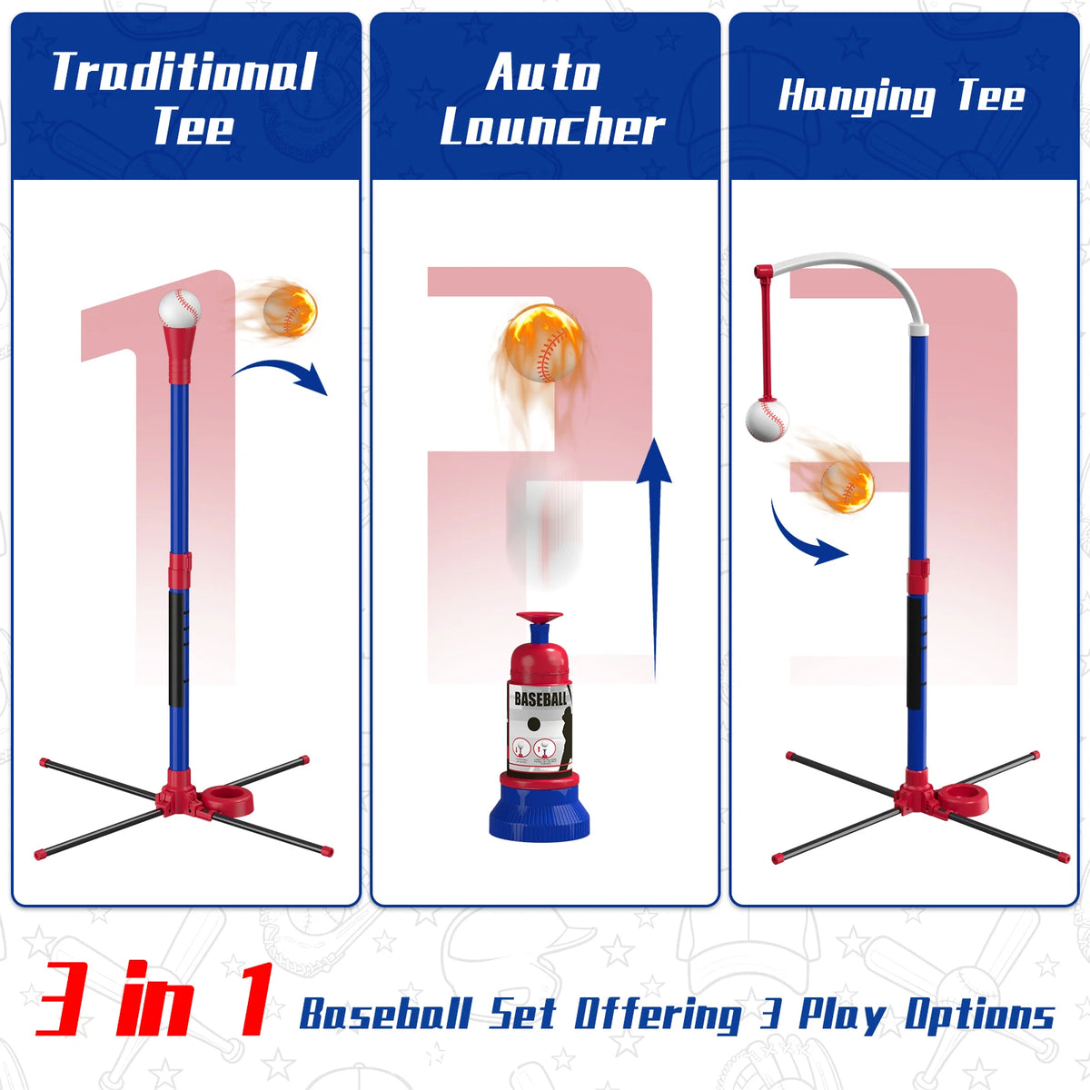QDRAGON Kids Baseball Set With Pitching Machine And Tee Stand