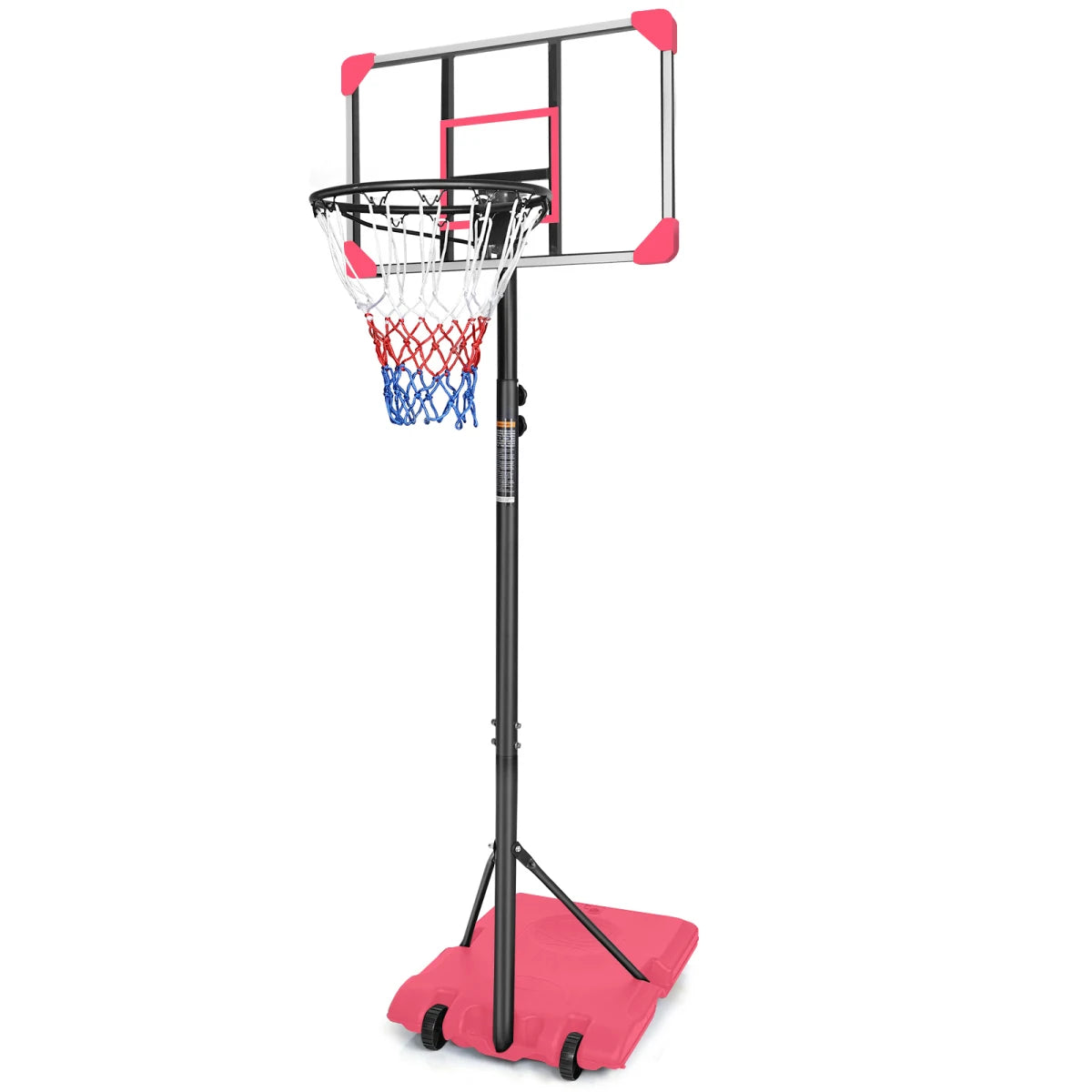 Portable Basketball Hoop System With Stable Wheeled Base For Indoor Outdoor Play