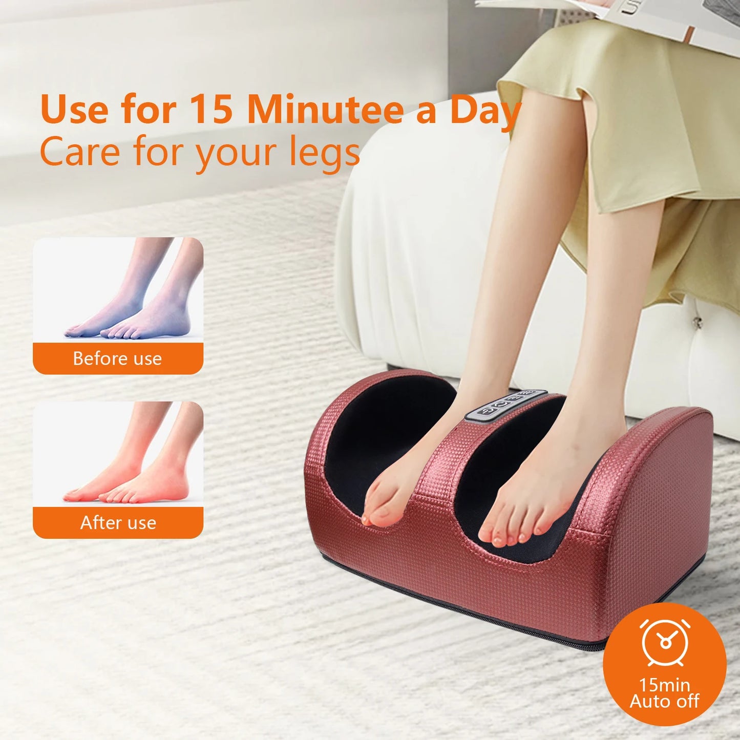 Electric Foot Massager Machine With Heating Kneading For Feet And Legs