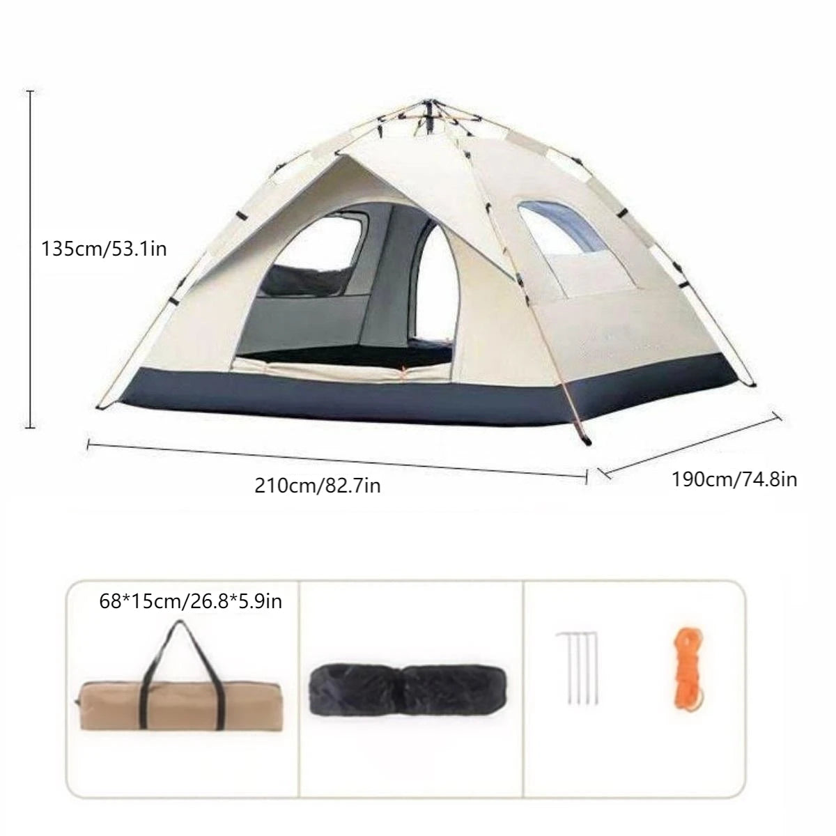 Pakicetus Outdoor Camping Tent With Two Doors And Two Windows