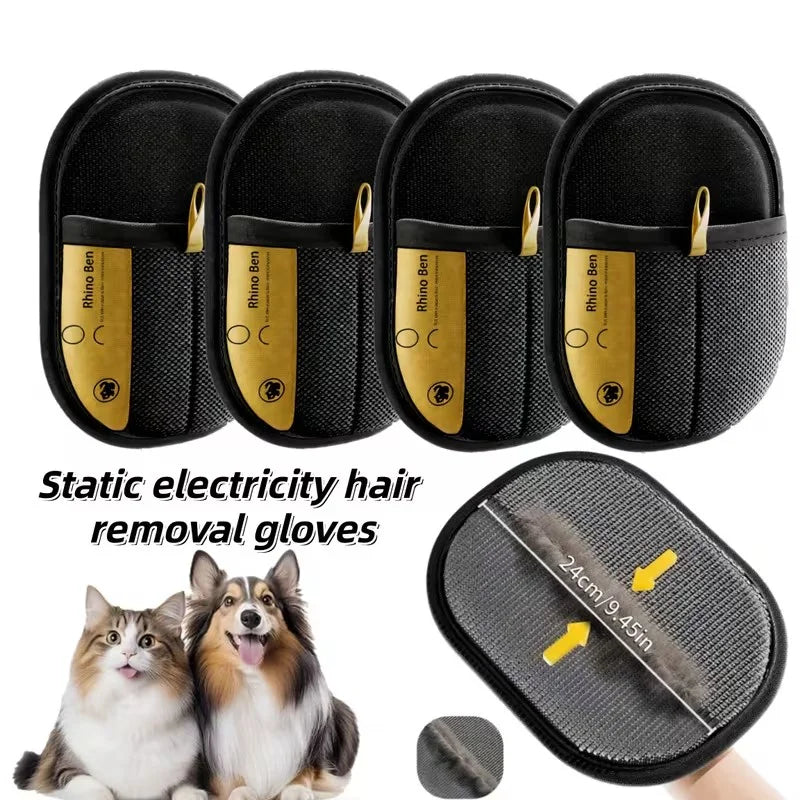 Double-Sided Pet Hair Removal Grooming Gloves for Cats and Dogs