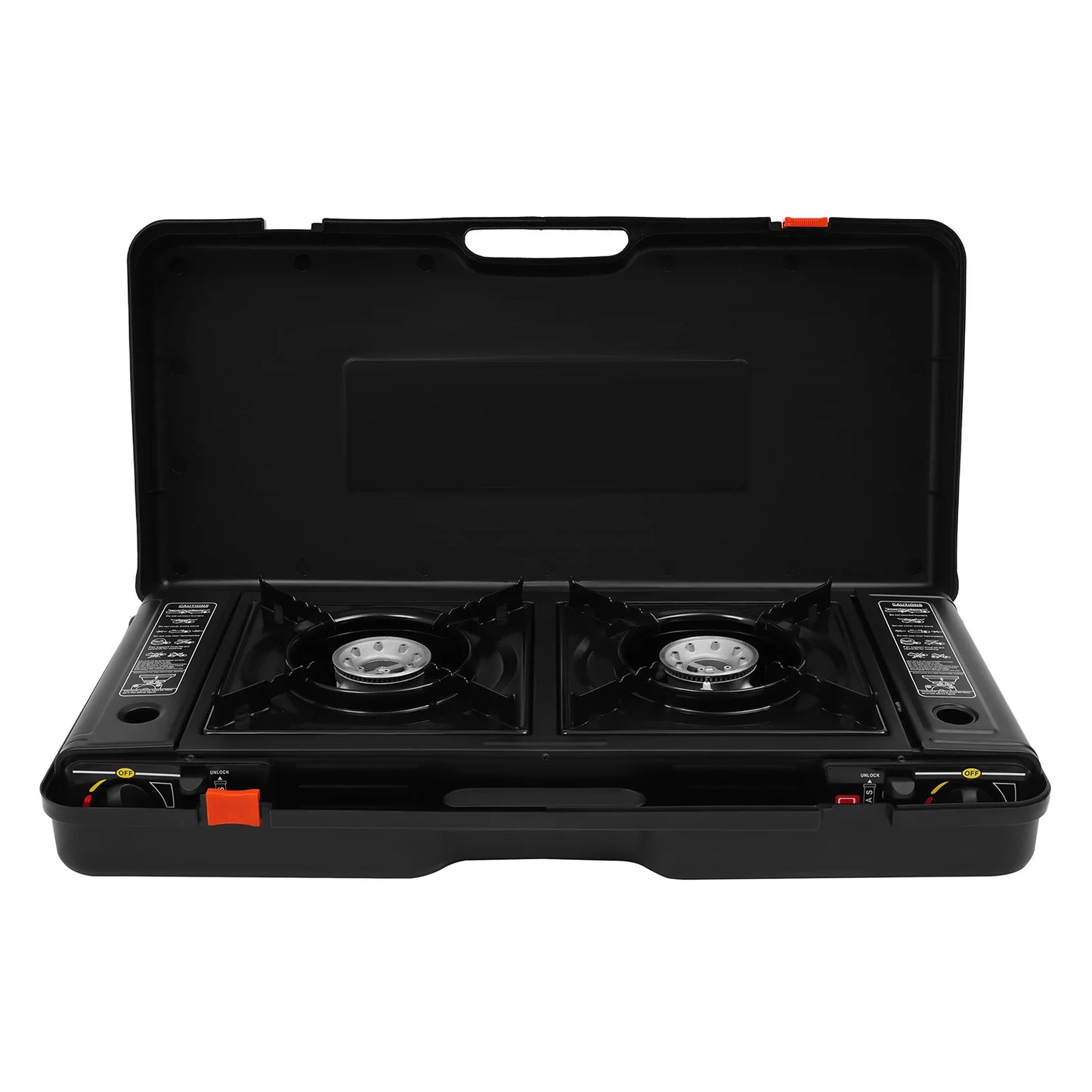 Portable 2500W Two Burner Camping Stove With Baking Tray Case