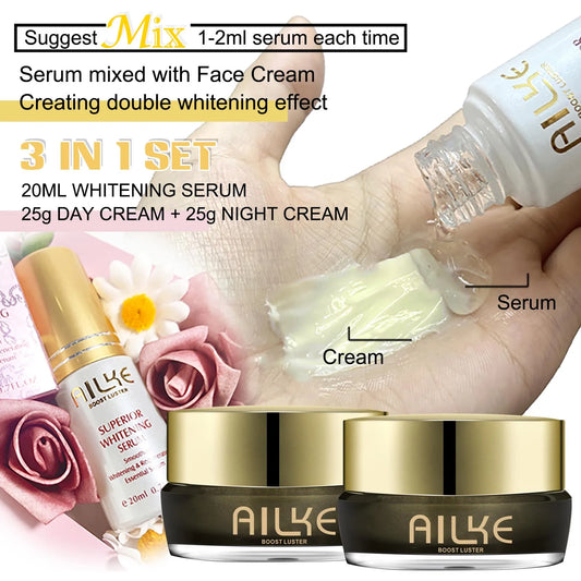 AILKE Whitening Facial Cream Reduces Dark Spots Niacinamide Glutathione