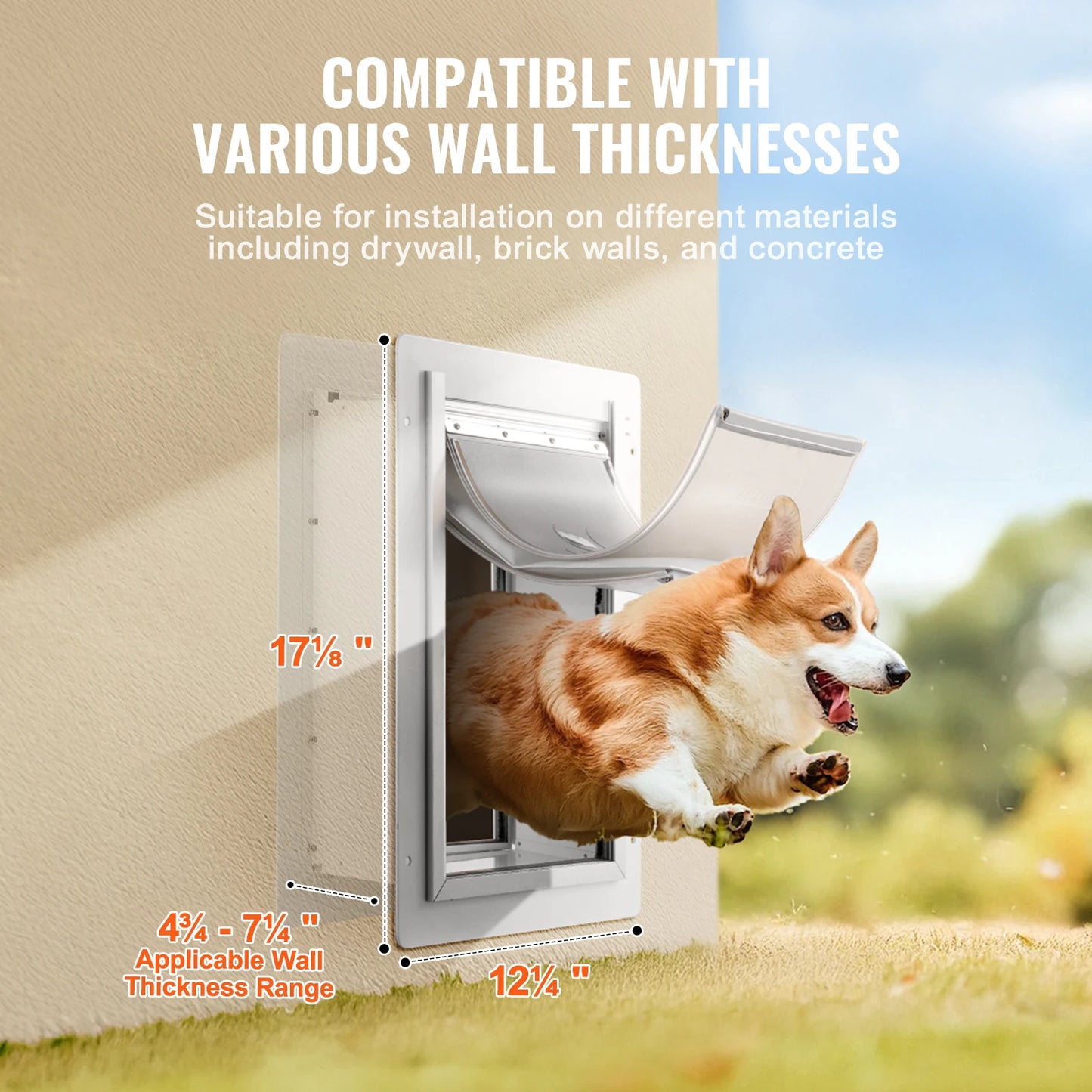 Pet Door Metal Frame With Lock And 3 Flap Weatherproof