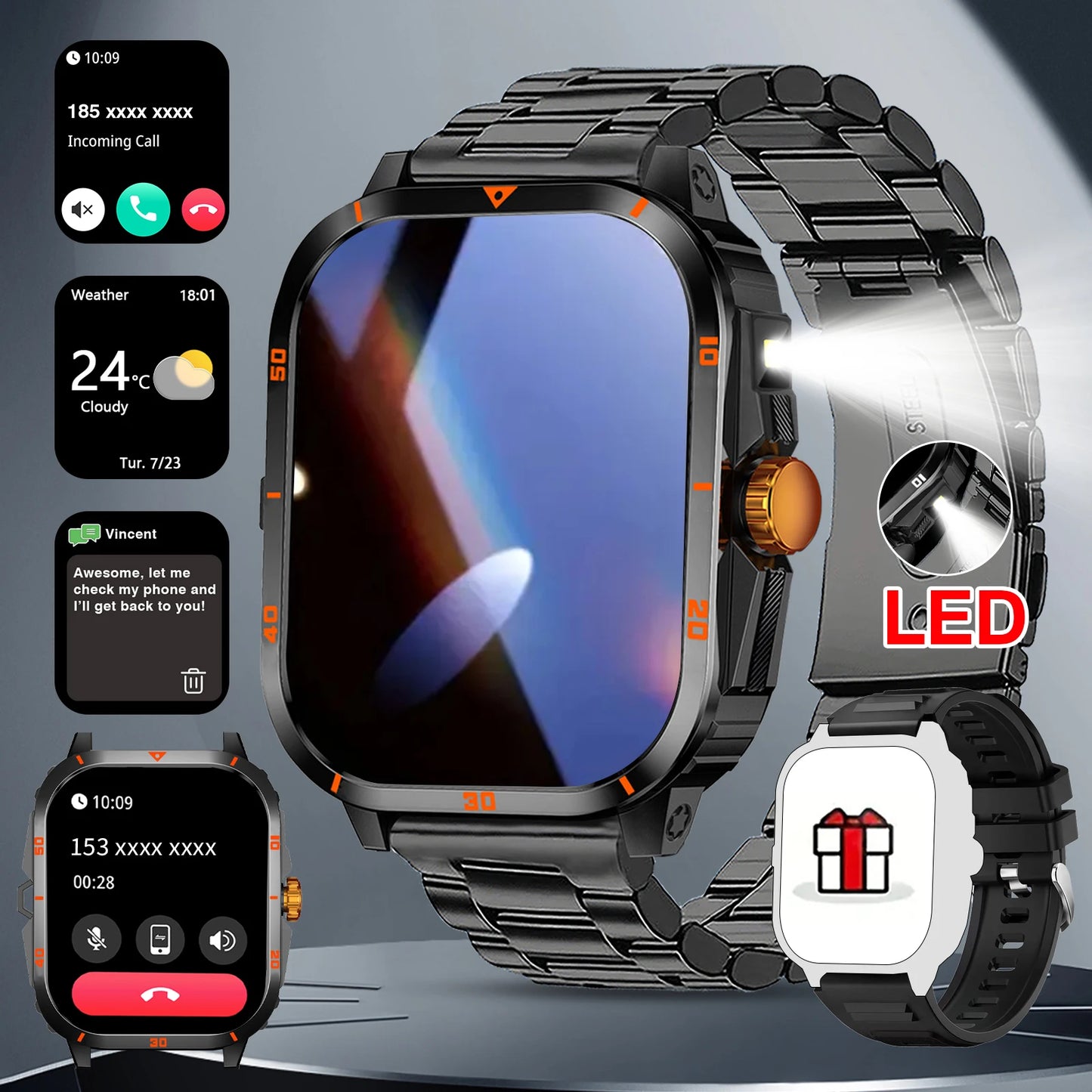 Smartwatch With Bluetooth Calling Touchscreen Unisex Compatible Android iPhone