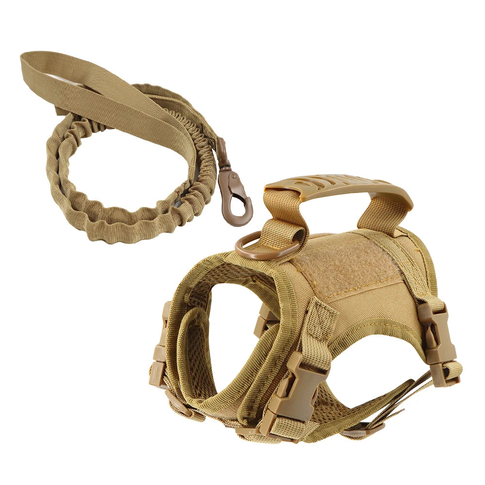 PETRAVEL Tactical Puppy Harness Leash Set For Small Dogs Cats