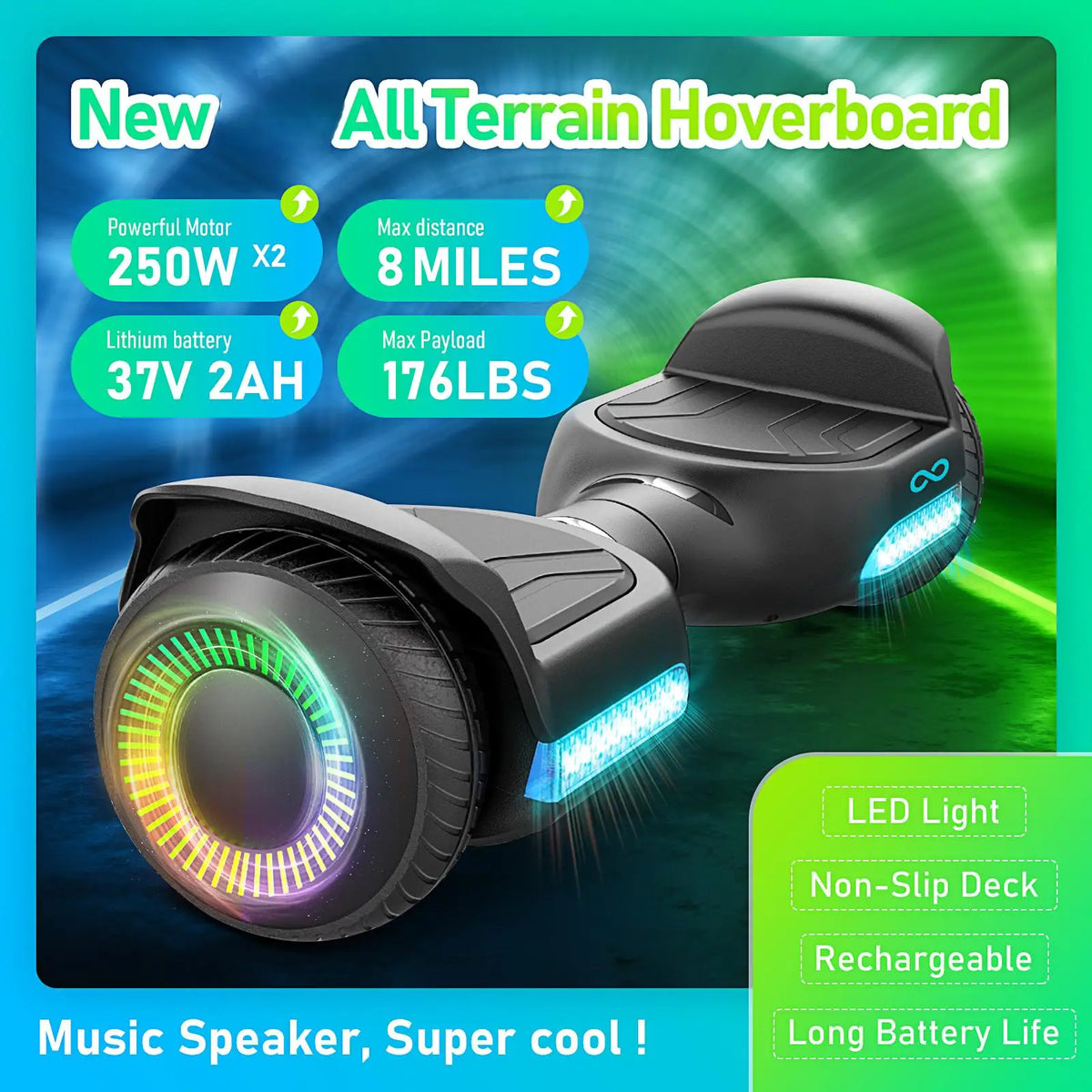 Gyroor Kids 6.5 Inch All Terrain Self Balancing Hoverboard with LED And Bluetooth