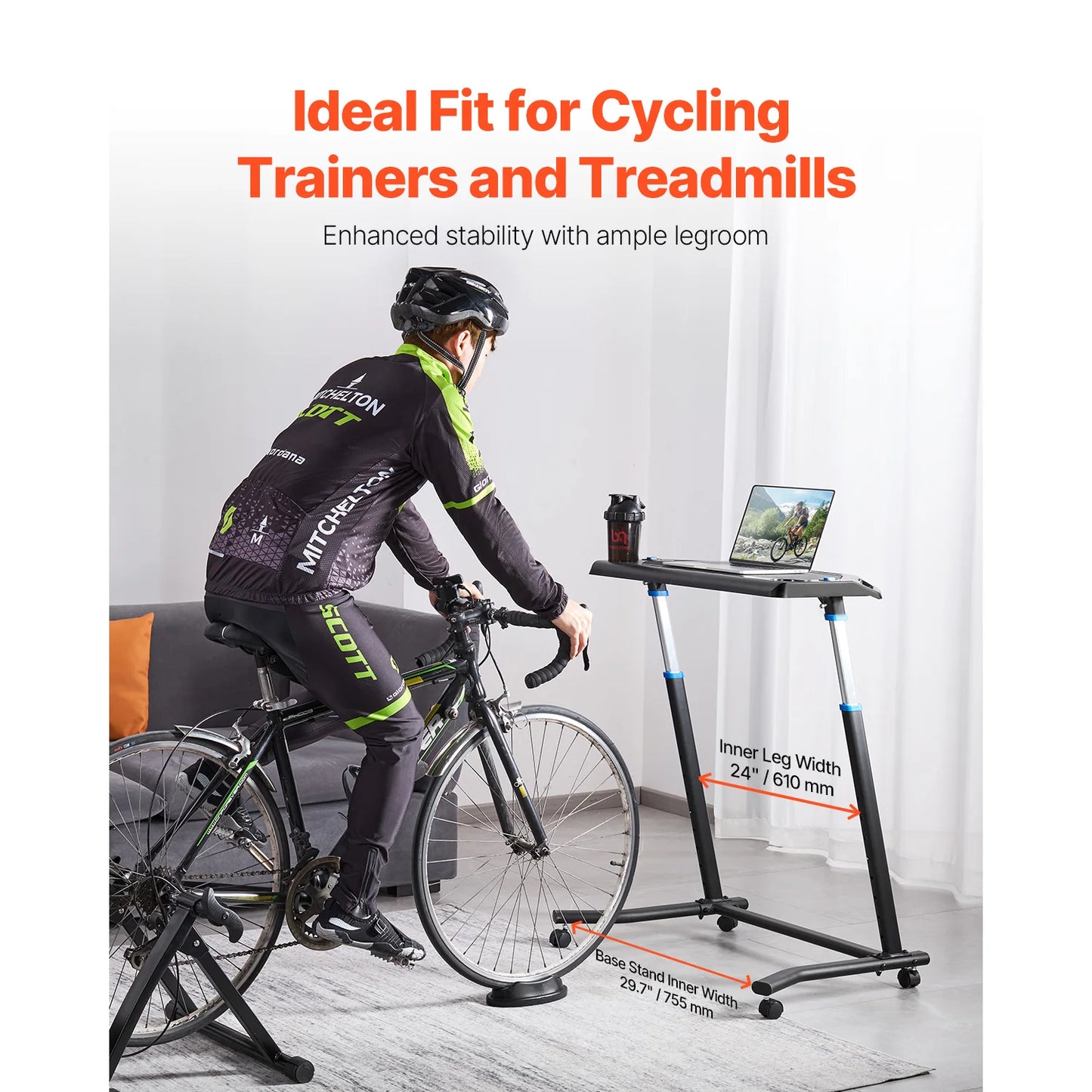 Cycling Desk For Home Office Foldable With Lockable Wheel