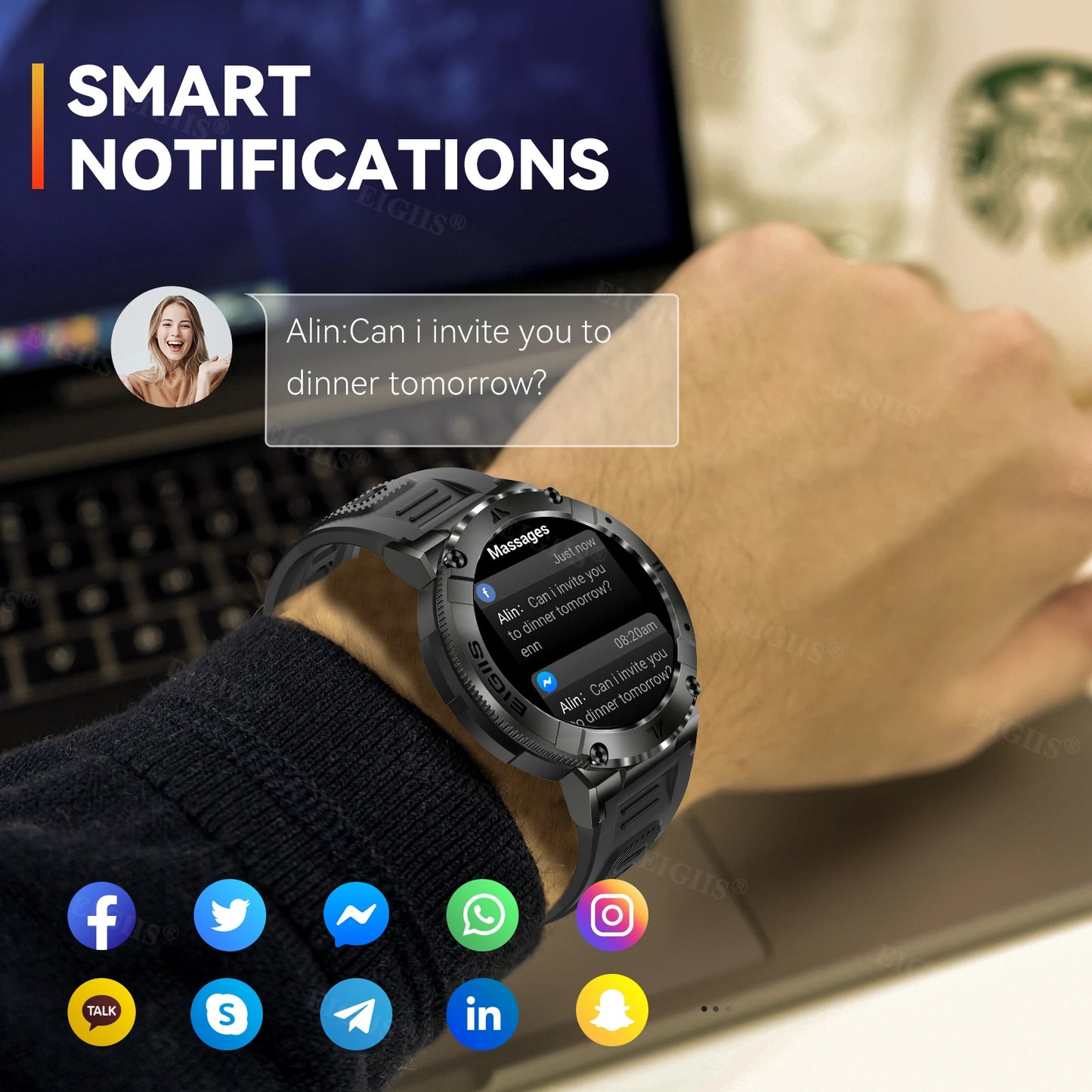 LaNikar Smart Watch TFT Display Bluetooth Call Blood Pressure Fitness
