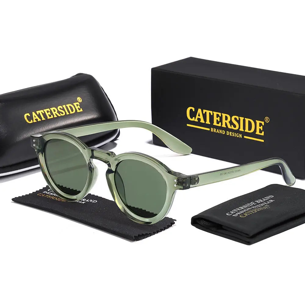 Caterside Retro Round Polarized Sunglasses UV400 TAC Lenses
