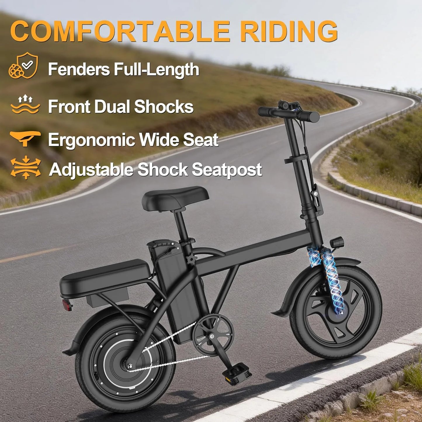 Ladped Foldable Electric Bike 500W 48V Battery Two Seats
